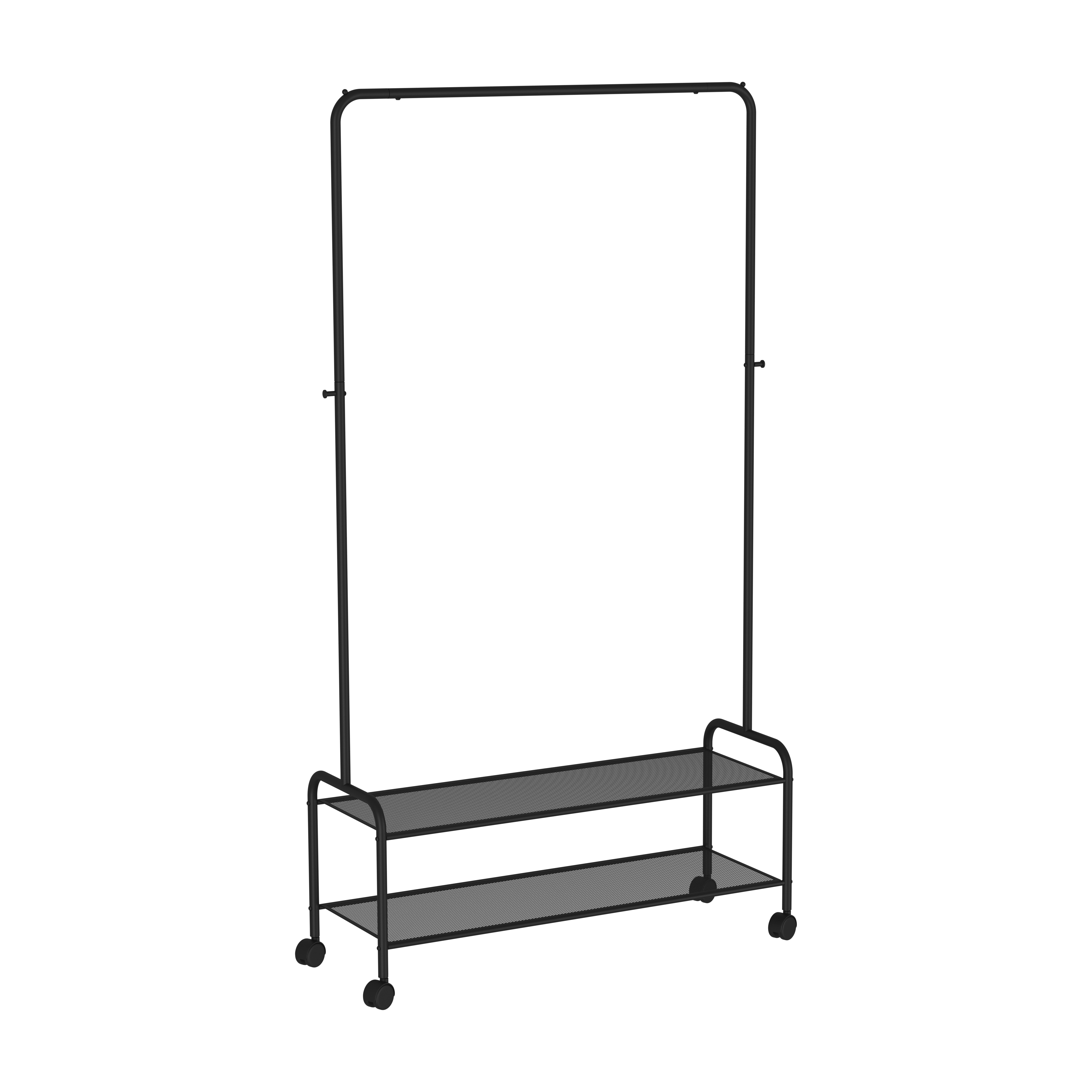 Вешалка металл. Валенсия 32М с двумя полками, на колесах черная ВГВ 32М Ч