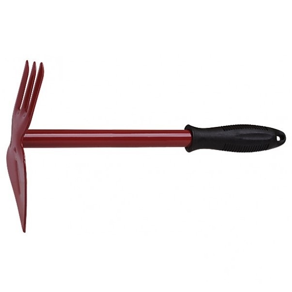 Мотыжка с ручкой цельнометаллическая Усадьба Люкс МК-3М, 3 зуба лепесток 76857