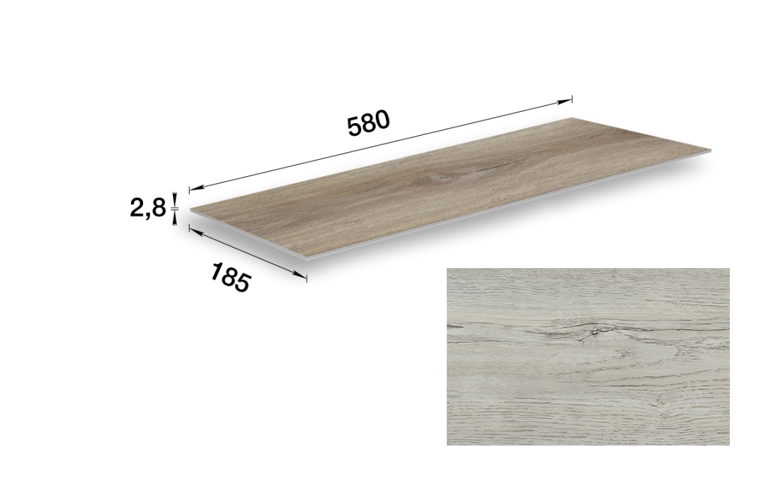 SPC-плитка стеновая 212 Дуб светлый 185х580х2,8мм "Идеал Керама" 