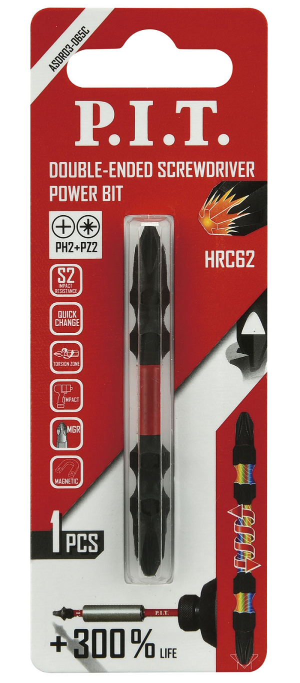 Бита двустороняя PH2-PZ2 65мм IMPACT P.I.T ASDR03-065CASDR03-065C- купить в АПлайн