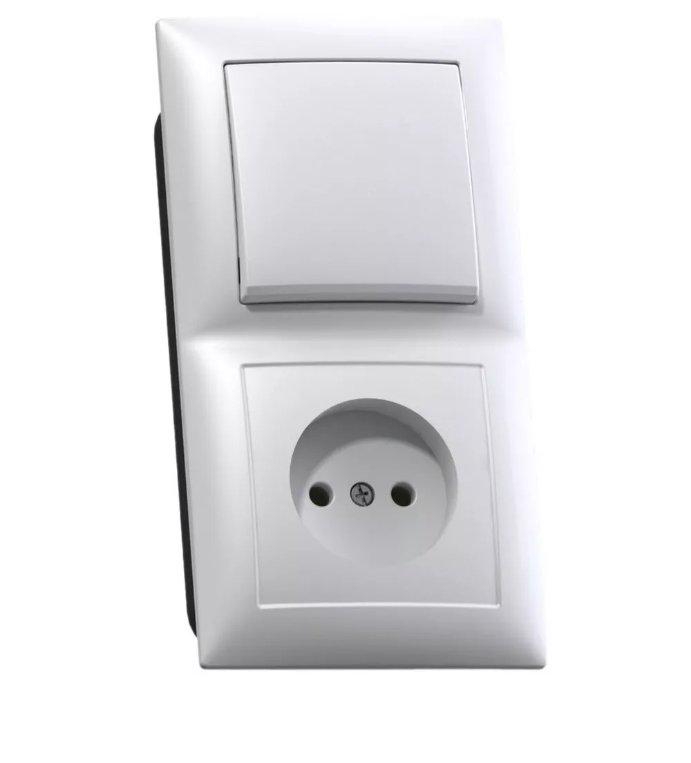 Блок комбин. СП "Селена" белый (1выкл. +роз.без заземл.) 16А Кунцево БКВР-408 (590)