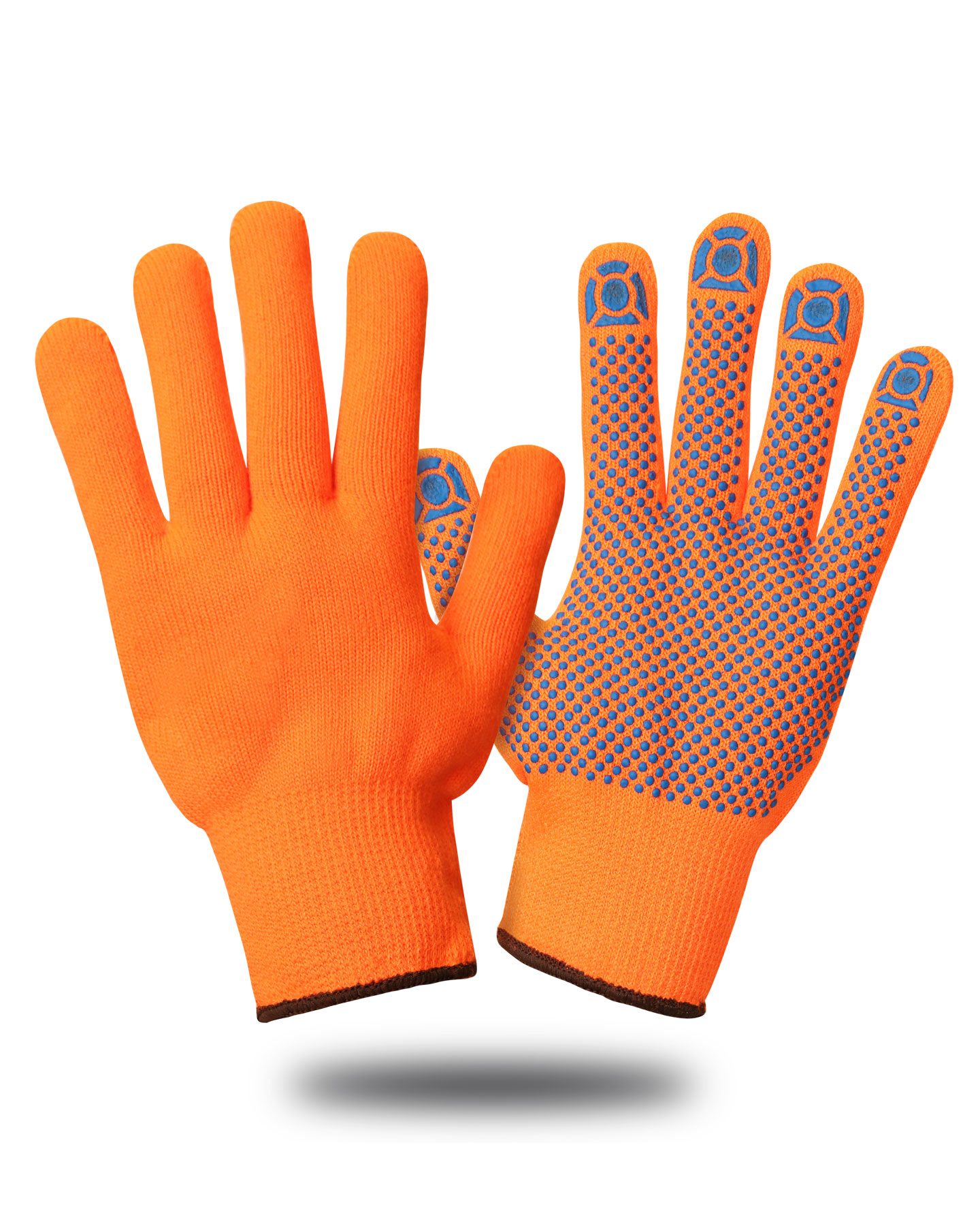 Перчатки акриловые утепленные с ПВХ оранжевые/лимонные- купить в АПлайн