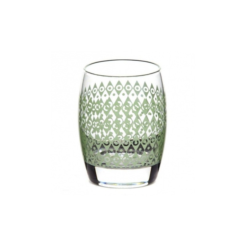 Стакан стекл. бохо 350мл  зеленый   рис.26962  / 420064slbd3 /
