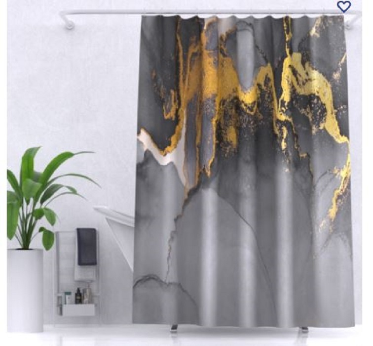 Штора для ванной комнаты ZALEL Marble 180х200 полиэстер, кольцами, с утяжелителем YT-Marble169 - YT-Marble169 - купить в АПлайн