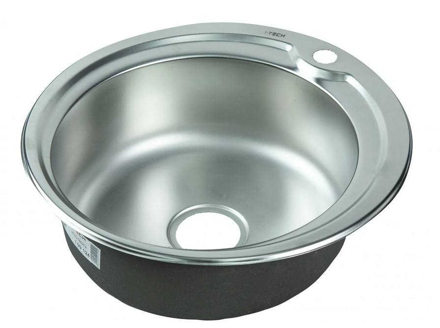 Мойка нержавеющая круглая матовая 490 мм толщина 0,6 мм глубина 160 мм +комплект,арт.L-449-K - EC445/ L-449-K - купить в АПлайн