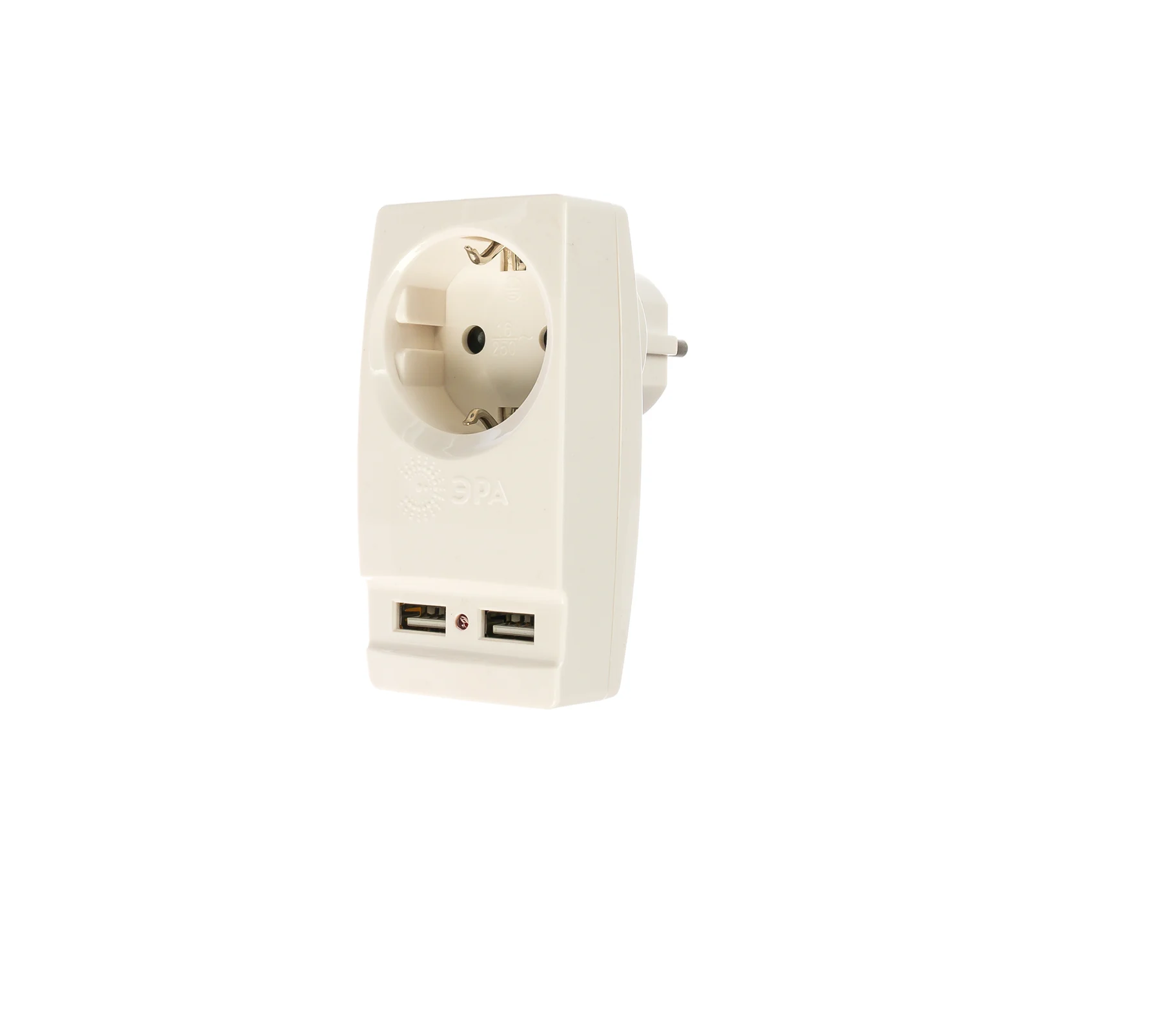 Разветвитель (тройник) 1 гнездо+2 2 USB 16А с заземл. белый Эра Б0026332Б0026332- купить в АПлайн