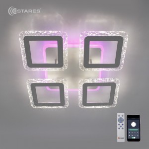 СВЕТИЛЬНИК СВ/Д ЛЮСТРА "Estares" 50+20W(5000lm) 2K-4K-6K 390x86 БЕЛЫЙ, ПУЛЬТ IP20 TETRA ICE RGB 4S
