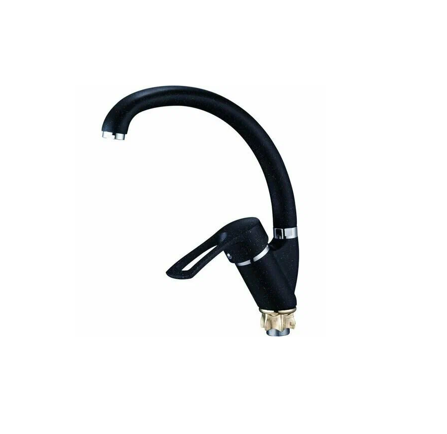 Смеситель для кухни Solon с пов. кругл. излив.,покрыт. чёрн мрамор, крепл. гайка (корона) KAK4-A181K