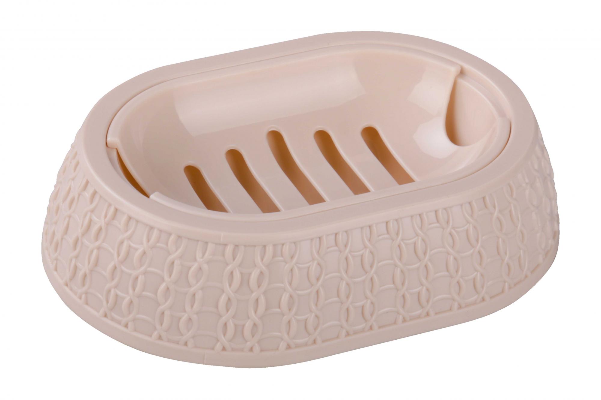 Мыльница пласт. ВЯЗАНОЕ ПЛЕТЕНИЕ бежевая М6899