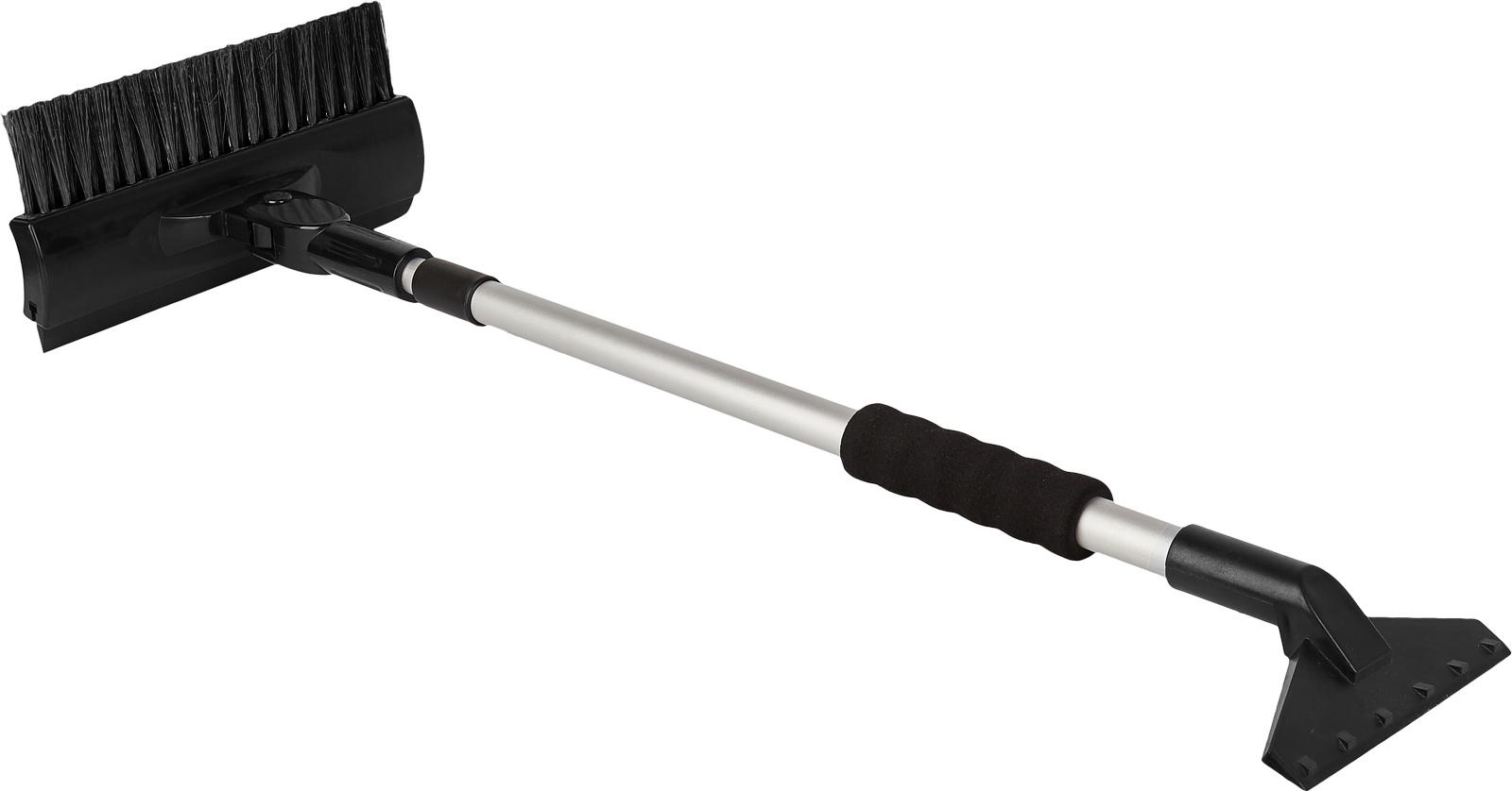 Щетка для снега телескопическеая со скребком для льда и водосгоном,черная