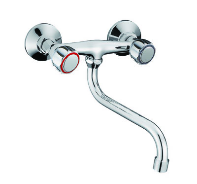 Смеситель для кухни GOTA ROCIO ORIO с 2-мя рукоятками настенный нижн. излив  1/20 G349810 