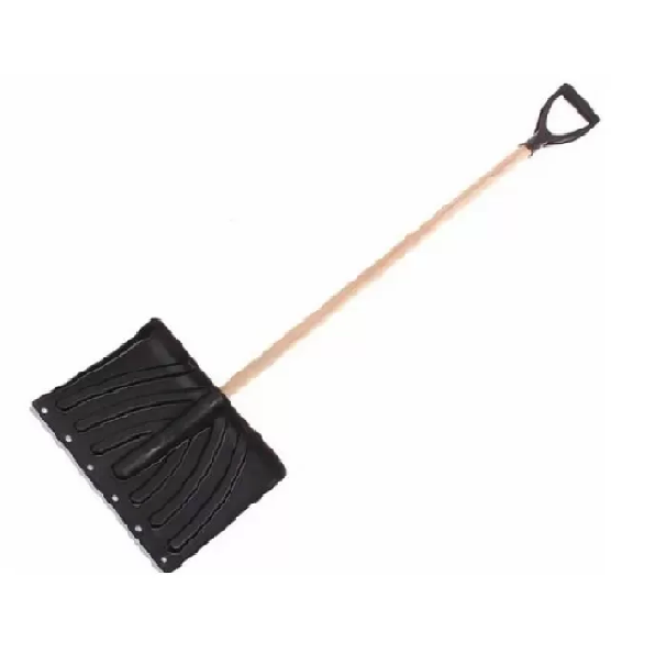 Лопата снеговая пласт."Мастер"с мет.планкой с дер.черенком черная 360х425 