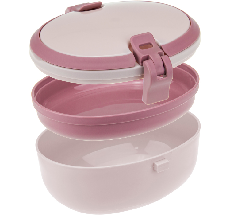 Контейнер для обеда пласт. 0,25+0,35 чайная роза с ручками М1231