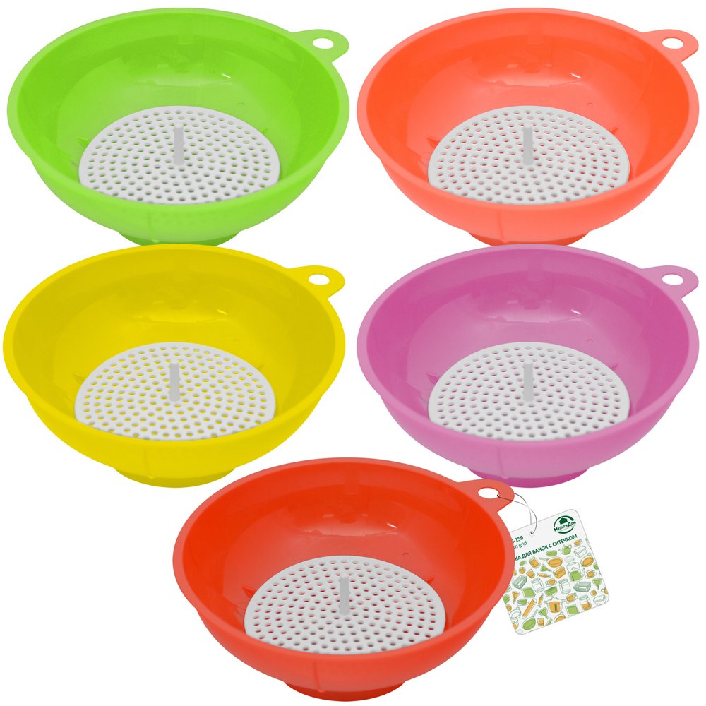 Воронка пласт. Мультидом для банок с ситечком 15х6,5х7см микс МГ76-159 