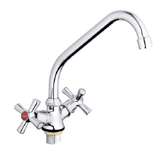 Смеситель для кухни двурукий на гайке эконом DFR4-A722  ZEGOR