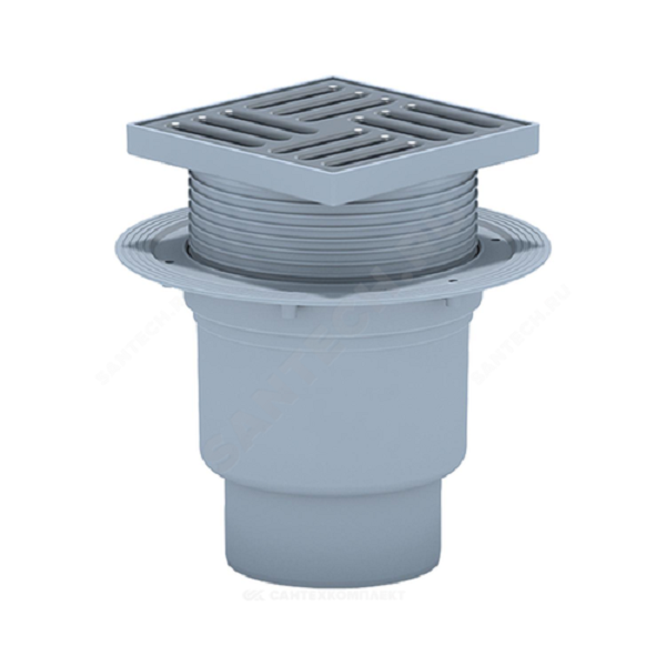 Трап вертикальный "АНИ ПЛАСТ" выпуск 110 мм 15х15 см с нержавеющей решеткой ТА1712