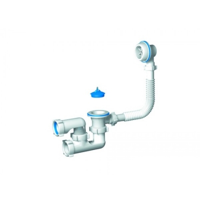 Сифон для ванны "АНИ" ПЛАСТ "ВАРЯГ" с выпуском и переливом плоский 1 1/2 арт..С6250