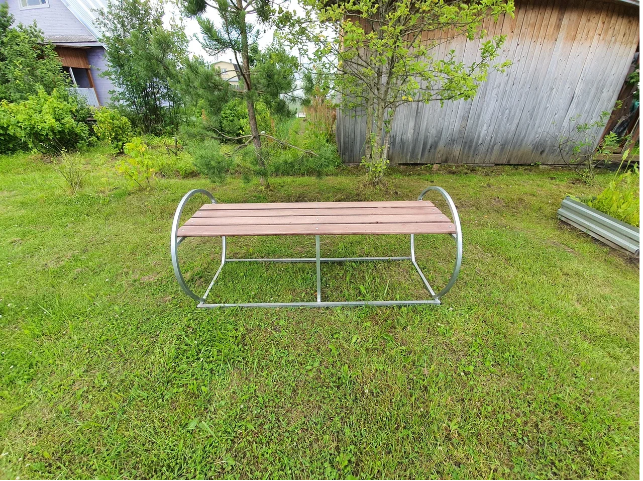 Скамейка-лавочка ОТДЫХ металл из оцинк.трубы 20х20мм 0,68х1,5м