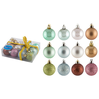 НАБОР ШАРОВ "МЕНТОЛ" (12 ШТ) 4 СМ /581/