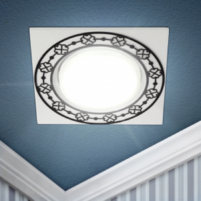 Светильник встр. GX53 "Эра" KL78 CH/BK квадрат 13W бело-черн  3947 /947/