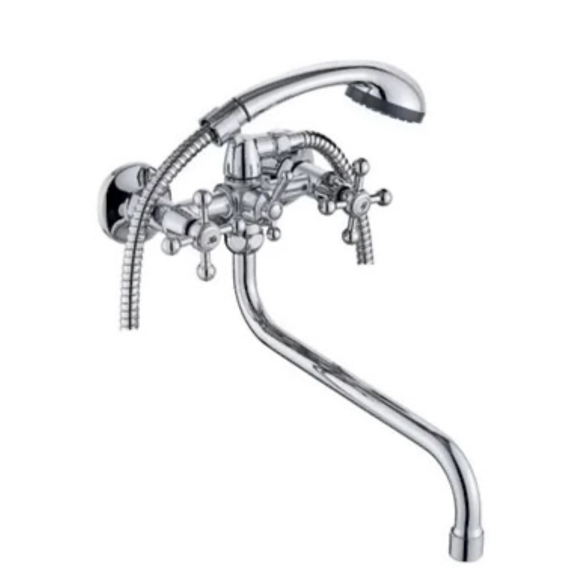 Смеситель для ванны GR с 2-мя рукоятками с изливом S-30см. перекл.душа 123030-GR