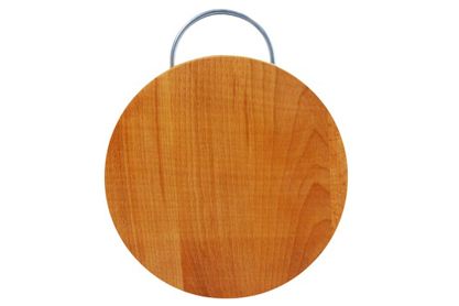 ДОСКА РАЗДЕЛОЧНАЯ БУК КРУГЛАЯ МАЛАЯ  С МЕТ. РУЧКОЙ 250ММ 03-3