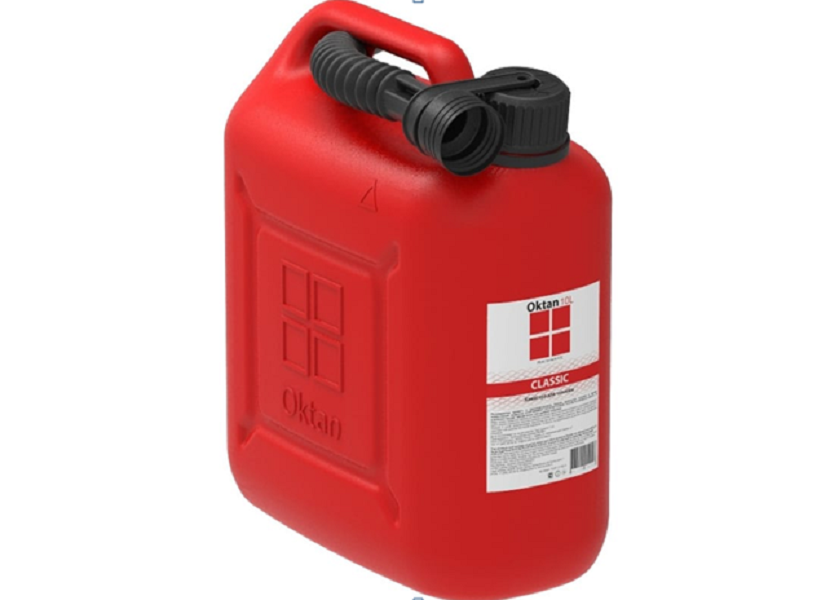 Канистра пластиковая OKTAN для ГСМ с заливным устройством красная 10л