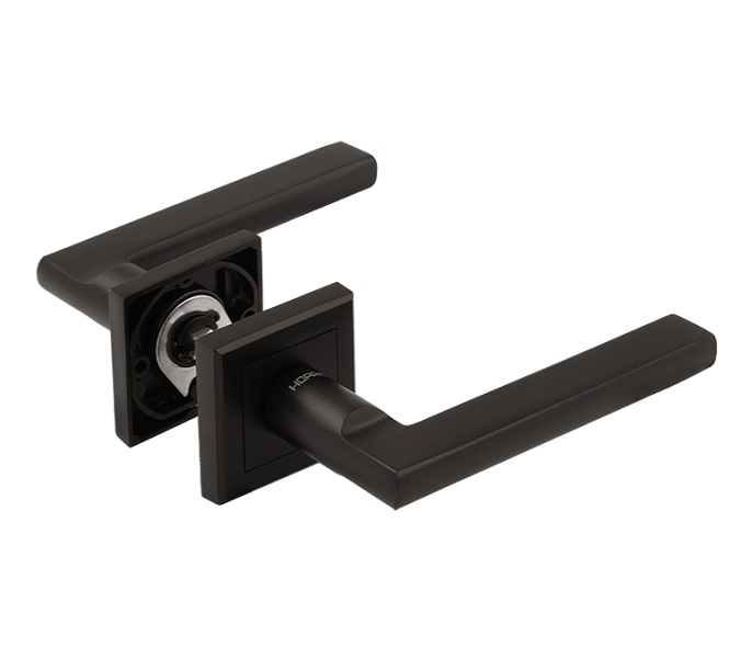 Ручка дверная на розетке НОРА-М ISPARUS AL П108K (квадрат) черный20534- купить в АПлайн