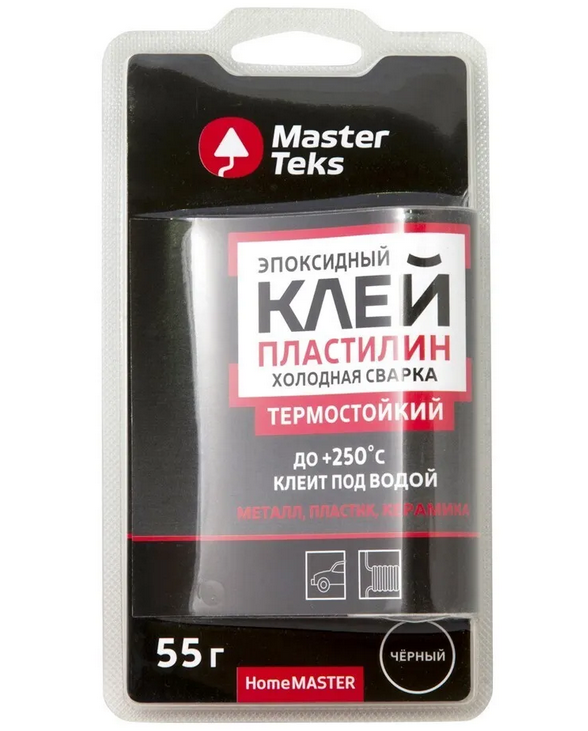 Клей-пластилин эпоксидный MastrTeks HM Холодная сварка термостойкий черный 0,055кг /9753193/