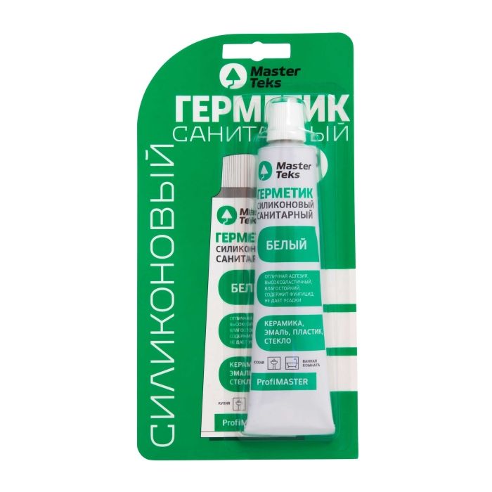 Герметик силиконовый санитарный MasterTeks PM белый 80мл /96129599612959- купить в АПлайн