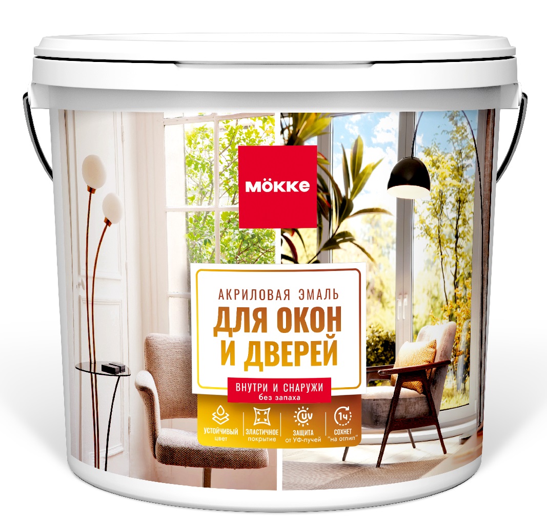 Эмаль акриловая п/гл. MÖKKE для окон и дверей, белая, 0,8 кг12412- купить в АПлайн