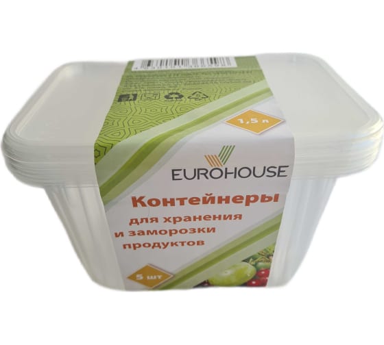 Контейнеры для заморозки продуктов EuroHouse 1,5л 5шт 15900