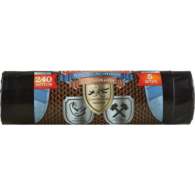 Мешки для мусора Броня 240л 10шт черные 70мкр. ВР-0013