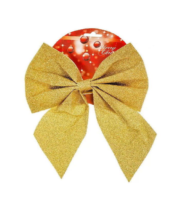 Елочное украшение текстиль Бант золото 14х17.5см 339877 SYHDJ-341968BG - 339877 SYHDJ-341968BG - купить в АПлайн