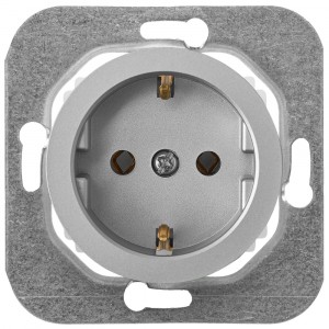 Розетка "Ретро Прованс" 1 СП серебро механизм с заземлением Bylectrica РС16-1402 (701)