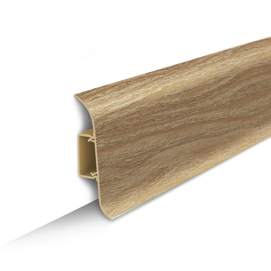 Плинтус ПВХ 2,2м с мягк. краем 55мм "Идеал Классик", 206 Дуб коньячный