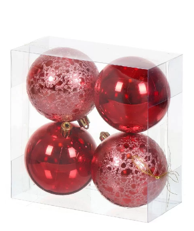 Елочное украшение пласт. Шар 4шт красный 8см SYQC-012126 386437 - SYQC-012126 386437 - купить в АПлайн