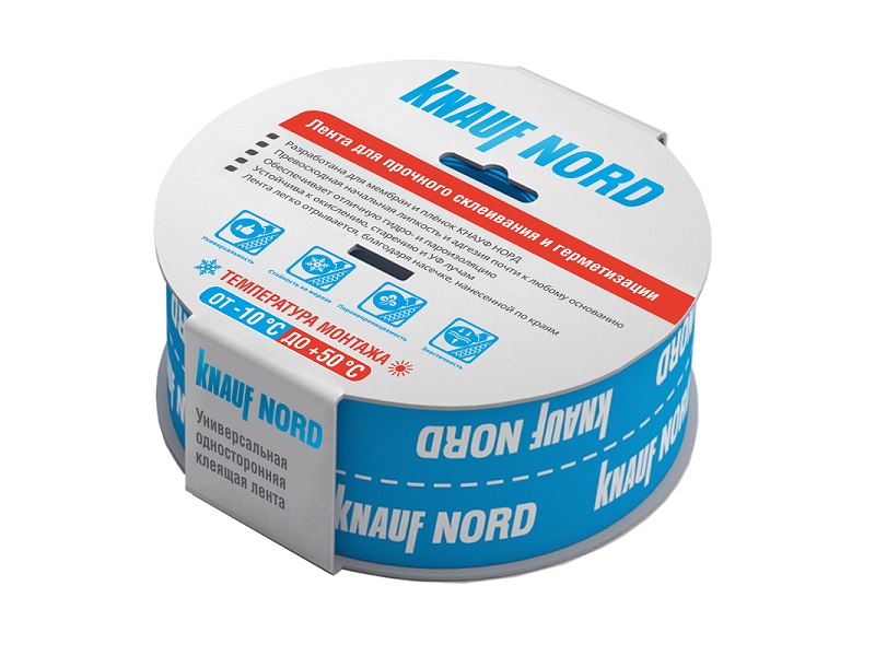 Лента клеящая "Knauf" NORD зимняя односторонняя 60мм х 25м / 763199
